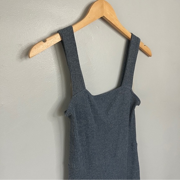 Ribbed Softspun Square Neck Jumpsuit Blue Grey XS X-Small - Picture 4 of 9